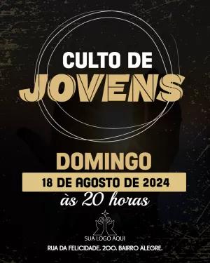 Convite para Culto de Jovens Moderno para Editar Online