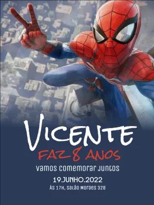 Convite de Aniversário Homem Aranha para Editar Online