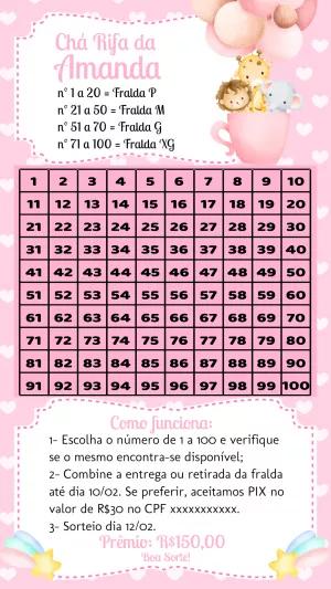 Chá Rifa Safari Rosa com Animais Fofos para Editar Online