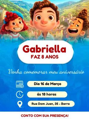 Convite de Aniversário Luca com Personagens para Editar Online