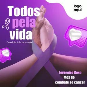 Arte Fevereiro Roxo com Laço para Editar Online