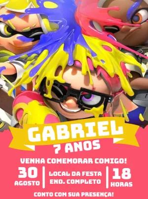 Convite de Aniversário Splatoon para Editar Online