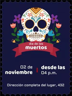 Invitación Día de los Muertos con Calavera para Editar Online