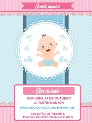 Convite Chá de Bebê Menino Delicado para Editar Online