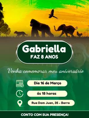 Convite de Aniversário Selva com Animais para Editar Online