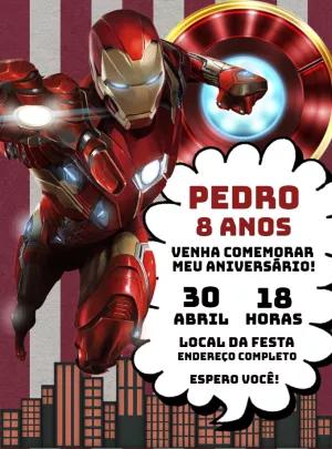 Convite de Aniversário Homem de Ferro para Editar Online