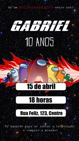 Convite Aniversário Among Us: Edite Online com Personagens