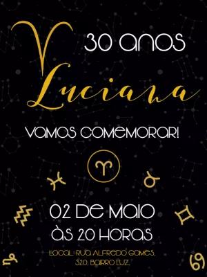 Convite Aniversário Signo Áries Místico para Editar Online