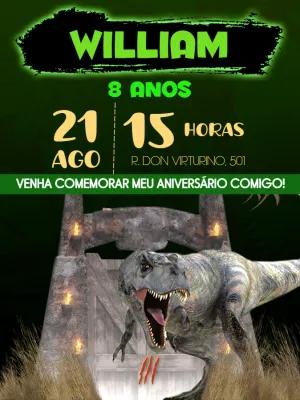 Convite de Aniversário Dinossauro T-Rex para Editar Online