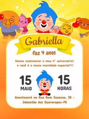 Convite Aniversário Plim Plim com Personagens para Editar Online
