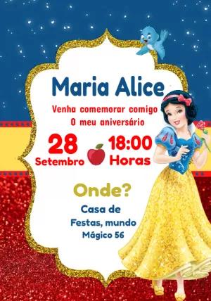 Convite de Aniversário Branca de Neve para Editar Online