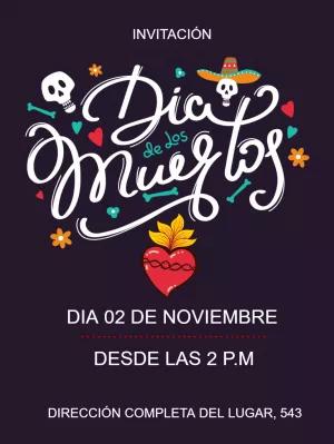 Invitación Día de los Muertos con Calaveras para Editar Online