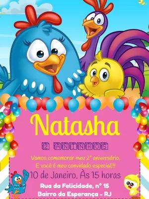 Convite de Aniversário Galinha Pintadinha para Editar Online