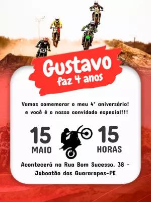 Convite de Aniversário Motocross Radical para Editar Online