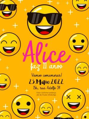 Convite de Aniversário Emoji para Editar e Enviar Online