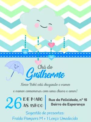 Convite Chá de Fraldas Chuva de Amor para Editar Online