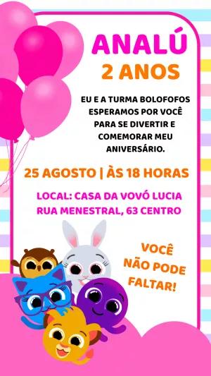 Convite de Aniversário Bolofofos para Editar Online