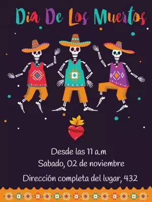 Invitación Día de los Muertos con Esqueletos para Editar Online