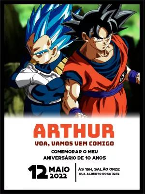 Convite Aniversário Dragon Ball Z com Goku e Vegeta para Editar
