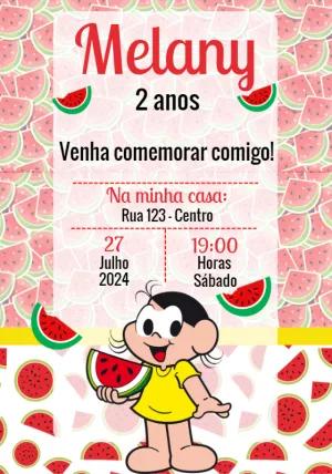 Convite Aniversário Magali com Melancias para Editar Online