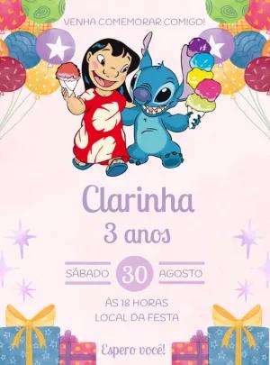 Convite de Aniversário Lilo e Stitch para Editar Online