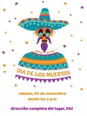 Invitación Día de los Muertos con Calavera para Editar Online