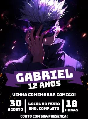 Convite Aniversário Satoru Gojo Jujutsu Kaisen para Editar