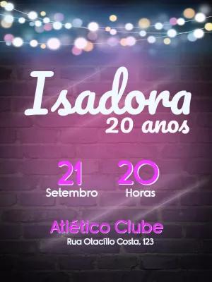 Convite de Aniversário Neon com Luzes para Editar Online
