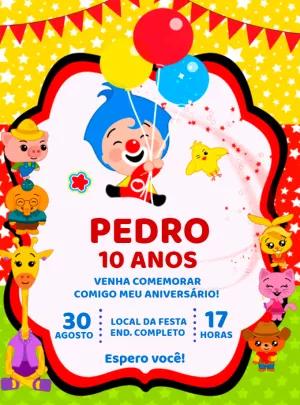 Convite Aniversário Plim Plim e sua Turma para Editar Online