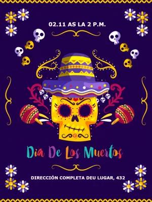 Invitación Día de Los Muertos con Calavera para Editar Online
