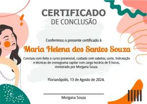 Certificado de Cabeleireira Editável com Design Moderno