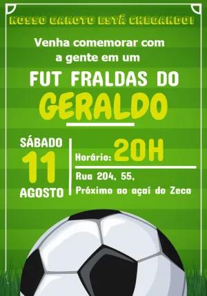 Convite Fut Fraldas Tema Futebol para Editar Online