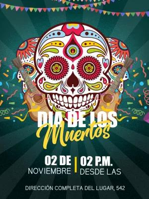 Invitación de Día de los Muertos con Calavera para Editar Online