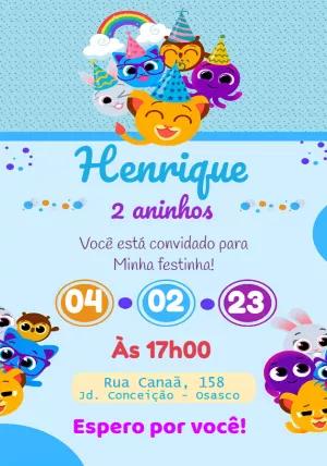 Convite de Aniversário Bolofofos para Editar Online