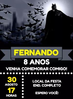 Convite de Aniversário Batman para Editar Online