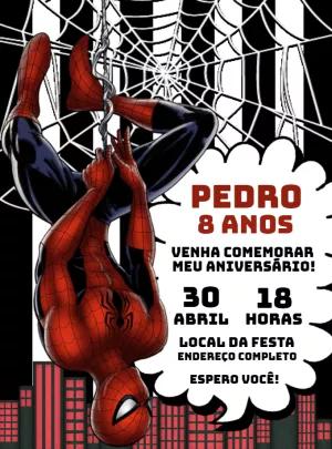 Convite de Aniversário Homem Aranha para Editar Online