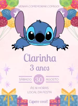 Convite de Aniversário do Stitch Editável Online