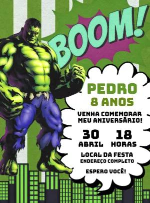 Convite de Aniversário do Incrível Hulk para Editar Online