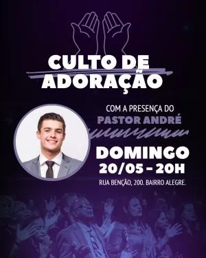 Convite para Culto de Adoração com Foto para Editar Online