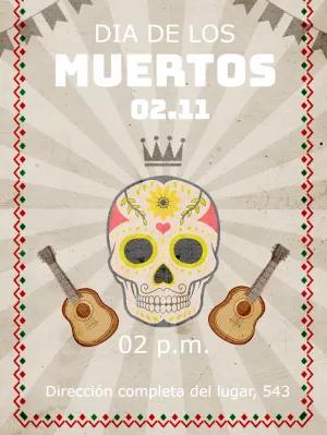 Invitación Día de los Muertos con Calavera para Editar Online
