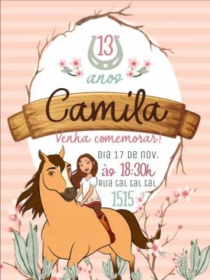Convite de Aniversário Spirit o Indomável para Editar