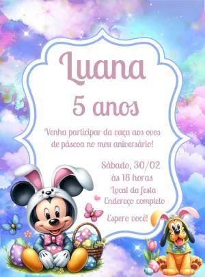 Convite Aniversário Páscoa Mickey Mouse para Editar Online