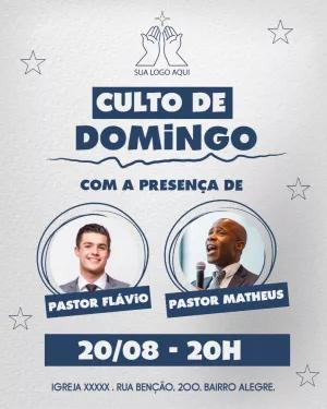 Cartaz para Culto de Domingo com Foto para Editar Online