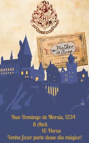 Convite Aniversário Harry Potter Hogwarts Editável Online