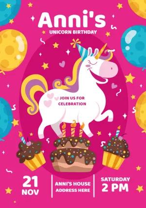 Unicorn Birthday Invitation Template to Edit Online