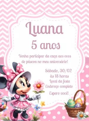 Convite Aniversário Minnie Páscoa para Editar Online
