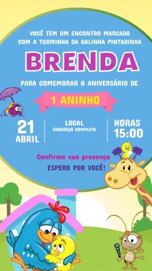 Convite de Aniversário Galinha Pintadinha para Editar Online