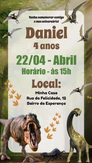 Convite de Aniversário Dinossauro para Editar Online