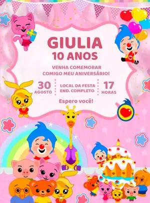 Convite Aniversário Plim Plim Rosa Menina para Editar Online