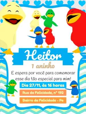 Convite de Aniversário Patinho Colorido para Editar Online
